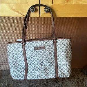 Dana Buchman Cream & Brown Patterned Tote